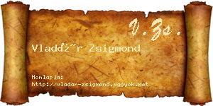 Vladár Zsigmond névjegykártya